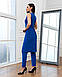 Елегантний нарядний жіночий брючний костюм без рукавів Jordan, синій, електрик, фото 4