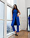 Елегантний нарядний жіночий брючний костюм без рукавів Jordan, синій, електрик, фото 3