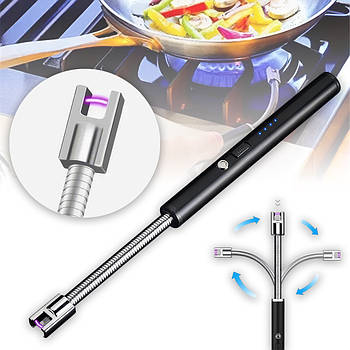 Електроімпульсна акумуляторна запальничка з гнучким стрижнем BBQ Lighter Чорна