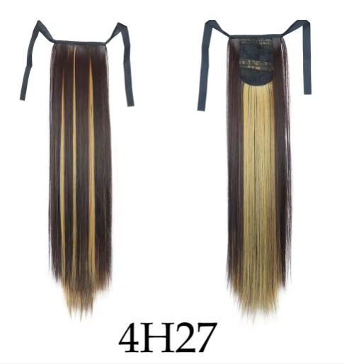 Шиньйон з меліруванням прямий хвіст на стрічці двокольоровий (SHL-S4H27), фото 1