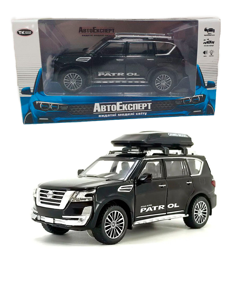 Іграшкова машинка металева Nissan Patrol (Ніссан Патрол) «АвтоЕксперт», чорна, батар., світ, звук, відкр.двері, від 3 р.,
