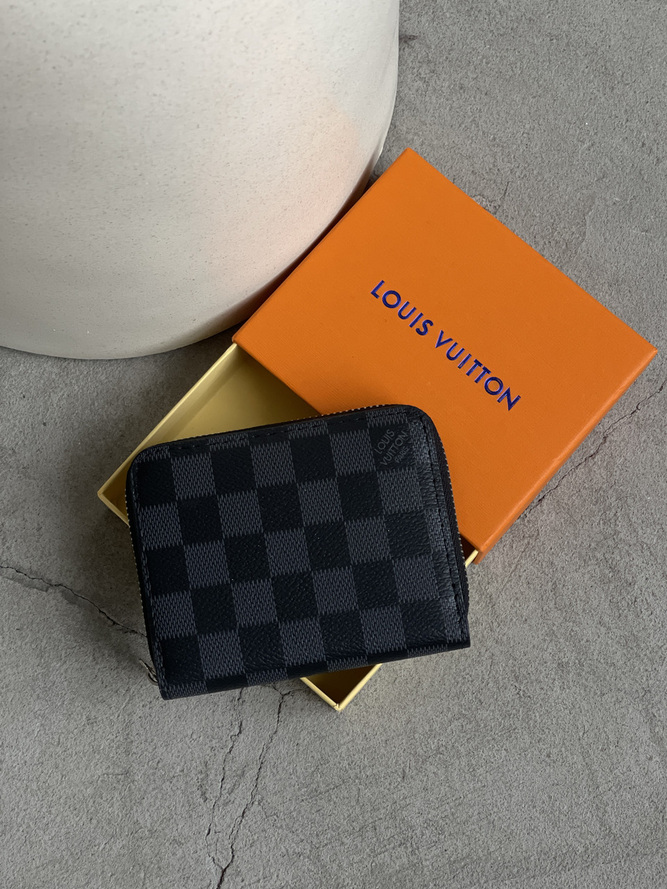 Гаманець Louis Vuitton жіночий чорний у клітинку Луї віттон міні, фото 1