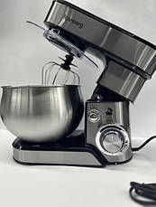 Стаціонарний міксер тістоміс Rainberg RB-8086 з металевою чашею планетарне обертання 5л 3800Вт Срібний, фото 3