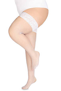 Панчохи в сіточку на силіконі великого розміру Annes Calze Rete білі 5/6 7/8