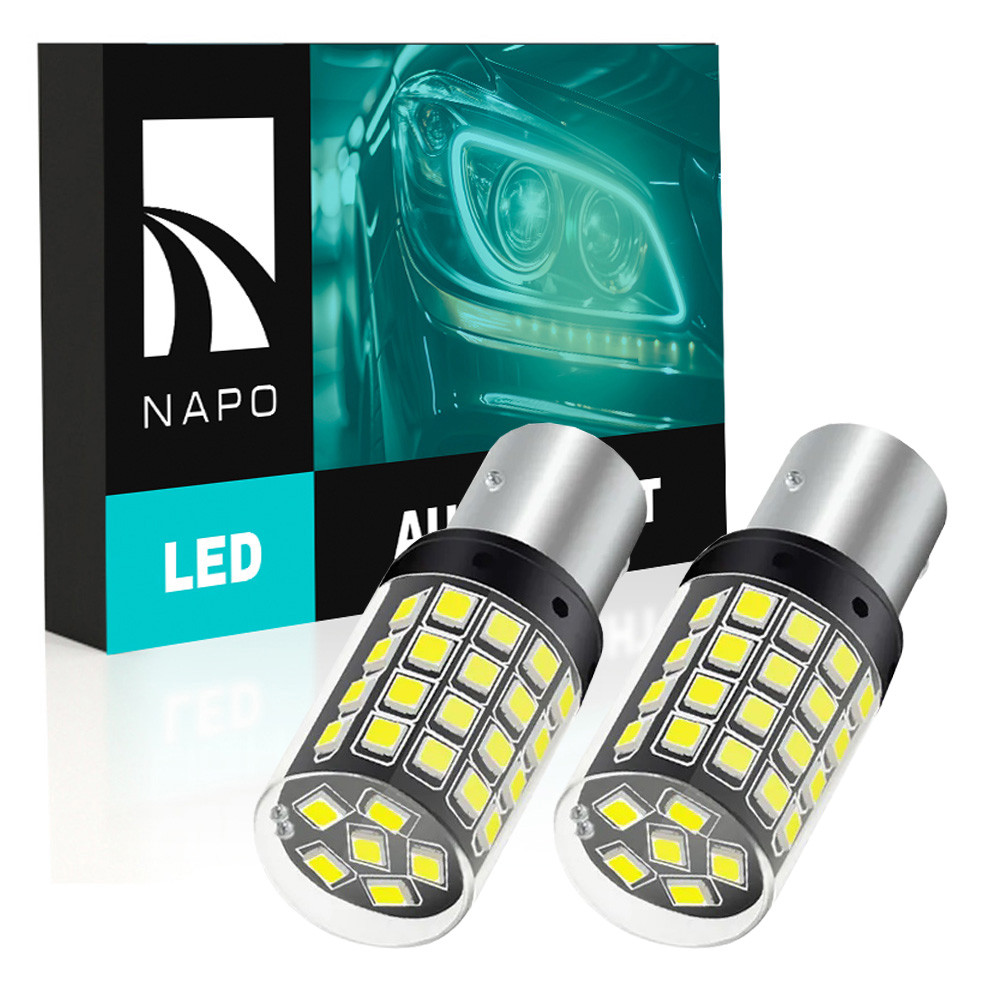 Комплект світлодіодних ламп NAPO LED 1156-2835-54smd P21W 1156 BA15S колір світіння білий 2 шт, фото 1