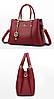 Жіноча сумочка з натуральної шкіри з брелком кішки темно-червона, фото 5