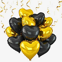 Фонтан із фольгованих кульок сердечок Золотий стиль 45 см 10 шт для фотозони Серце