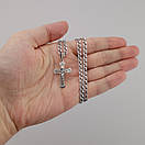 Срібна цепочка з хрестиком чоловіча. Срібний хрестик із золотими пластинами і чоловіча срібна цепочка. 60 см, фото 3