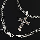 Срібна цепочка з хрестиком чоловіча. Срібний хрестик із золотими пластинами і чоловіча срібна цепочка. 60 см, фото 7