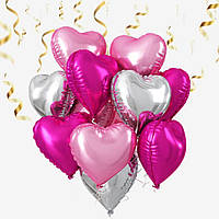 Фонтан із фольгованих кульок сердечок рожевих Закоханість 45 см 10 шт для фотозони Серце