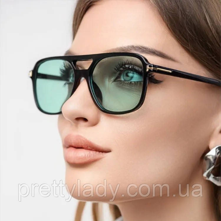 Сонцезахисні окуляри унісекс авіатор Casual зелені з чорним