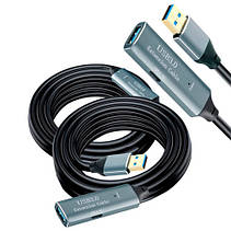 USB 3.0 подовжувач активний репітер, кабель AM – AF з Type-C, 10м, Premium, фото 5
