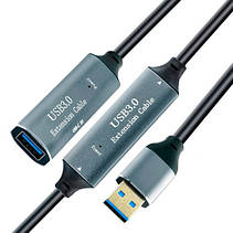 USB 3.0 подовжувач активний репітер, кабель AM – AF з Type-C, 10м, Premium, фото 6