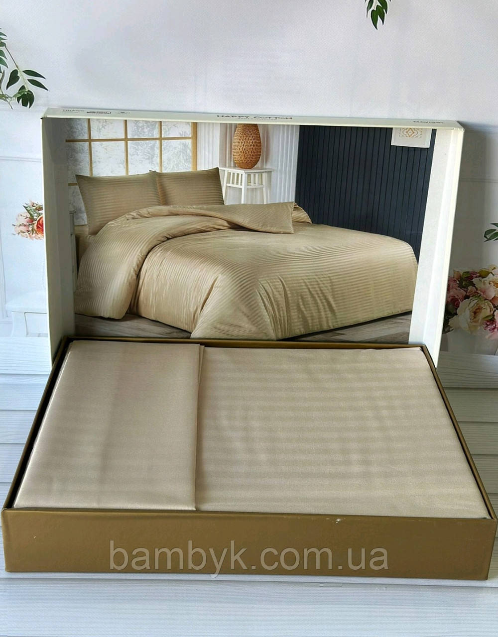 Постільна білизна Happy Cotton satin stripe полісатин 80% бавовна 20% поліестер євро розмір Туреччина