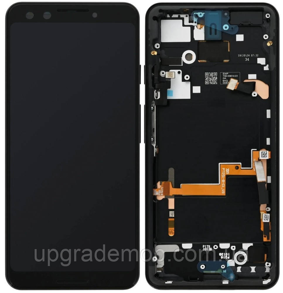 Дисплей модуль тачскрин Google Pixel 3 чорний P-OLED оригінал з рамкою Just Black, фото 1
