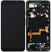 Дисплей модуль тачскрин Google Pixel 3 чорний P-OLED оригінал з рамкою Just Black