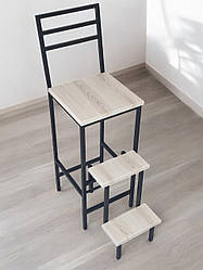 Стілець драбина 65см на три сходинки зі спинкою в стилі Лофт Magnus чорний-аляска