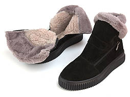 Жіноче взуття великих розмірів 40-44 на змійці без шнурків замшеві на хутрі COSMO Shoes Agnes BlackVel BS