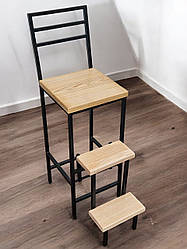 Барний стілець стремянка 65см зі сходами з натурального дерева Magnus Наша Ковка