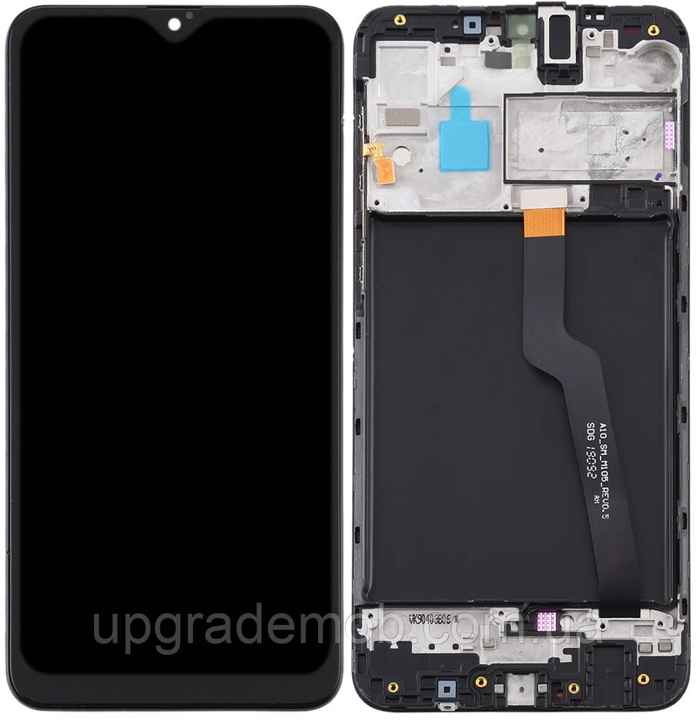 Дисплей модуль тачскрин Samsung A105FN Galaxy A10 Dual Sim чорний оригінал з рамкою