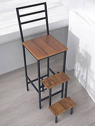 Стул стремянка трансформер на 3 ступені в стилі лофт зі спинкою Magnus горіх