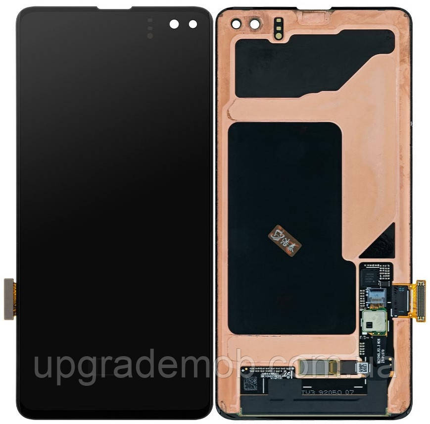 Дисплей модуль тачскрин Samsung G975 Galaxy S10+ чорний Amoled оригінал переклеєне скло
