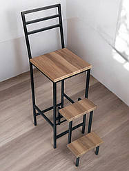 Стілець стремянка трансформер зі спинкою Лофт Magnus чорний-вишня малага Наша Ковка