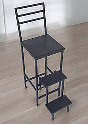 Стілець драбина 65см зі спинкою і ступеньками Magnus чорний Наша Ковка