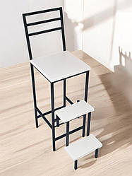 Стілець барний стремяка 65см зі спинкою в стилі Лофт Magnus чорний-білий