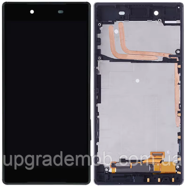 Дисплей модуль тачскрин Sony E6603 Xperia Z5 /E6653 черный оригінал c рамкой