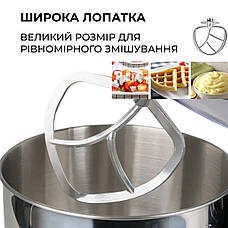 Стаціонарний міксер тістоміс Sokany SC-623E з металевою чашею планетарне обертання 10л 2000Вт Срібний, фото 2