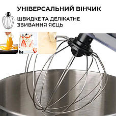 Стаціонарний міксер тістоміс Sokany SC-623E з металевою чашею планетарне обертання 10л 2000Вт Срібний, фото 3