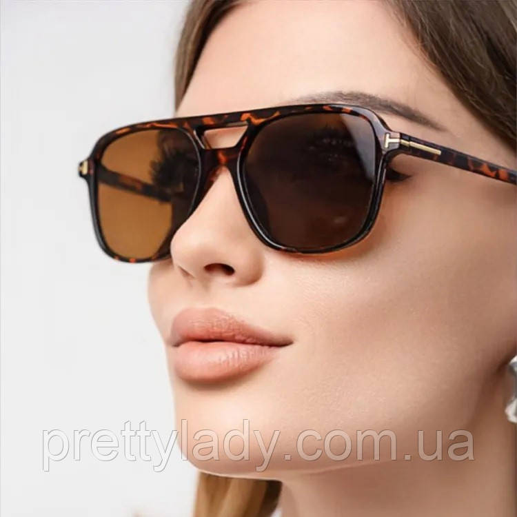 Сонцезахисні окуляри унісекс авіатор Casual коричневі леопардові, фото 1