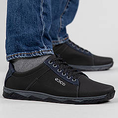Кросівки чоловічі чорні з прошитою підошвою (ЛК 4 е)