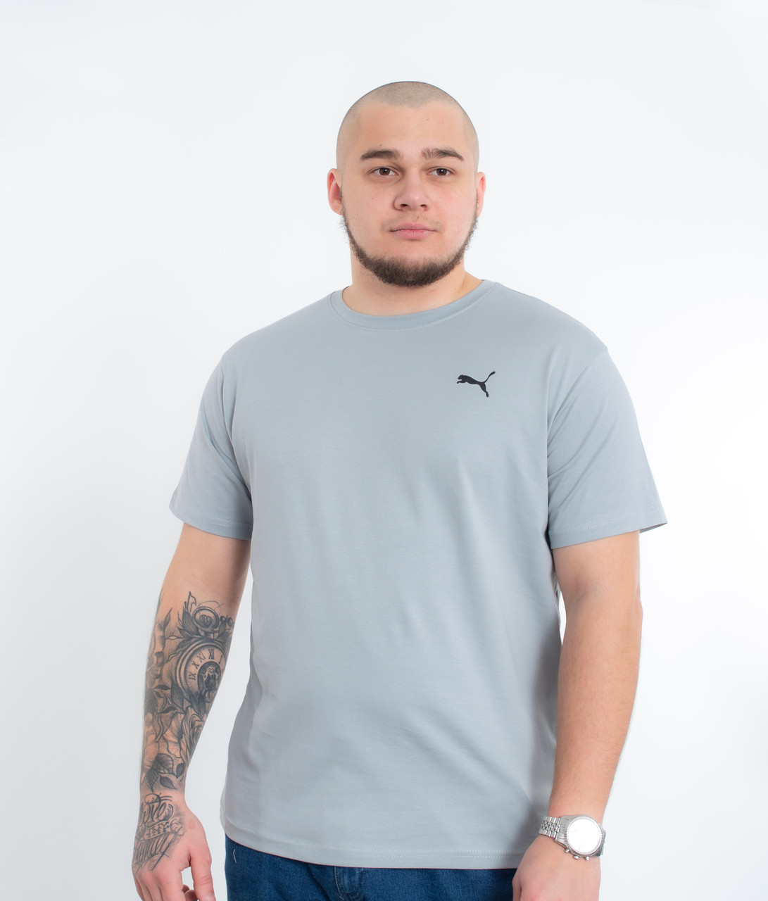 Футболка Батал оптом FP-B0324 Puma  сталь