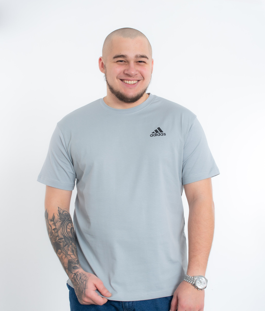 Футболка Батал оптом FB-0324 Adidas сталь