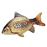М'яка 3д іграшка подушка риба Карась 50 см золотистий/сріблястий, фото 2