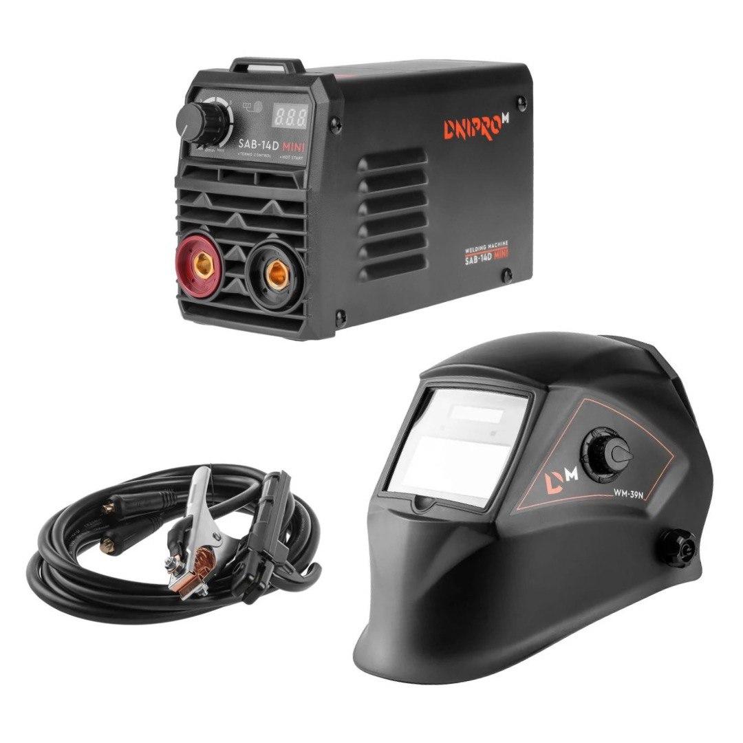 Зварювальний апарат IGBT Dnipro-M SAB-14D MINI + Набір кабелів + Маска WM-39N, фото 1