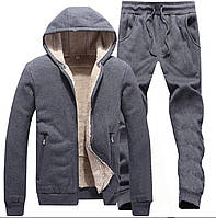 Чоловічий зимовий теплий спортивний костюм куртка з хутром овчина на флісі великих розмірів 44-66