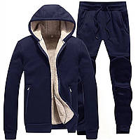 Чоловічий зимовий теплий спортивний костюм куртка з хутром овчина на флісі великих розмірів 44-66