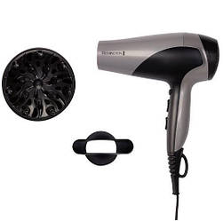 Фен Remington Ionic Dry, 2200Вт, 3 режими, дифузор,турмалинова іоніз-я, хол. обдув, сіро-чорний