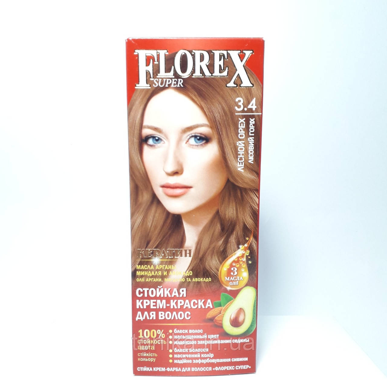СТІЙКА КРЕМ-ФАРБА ДЛЯ ВОЛОССЯ FLOREX SUPER 3.4/ Флорекс фарба для волосся, фото 1