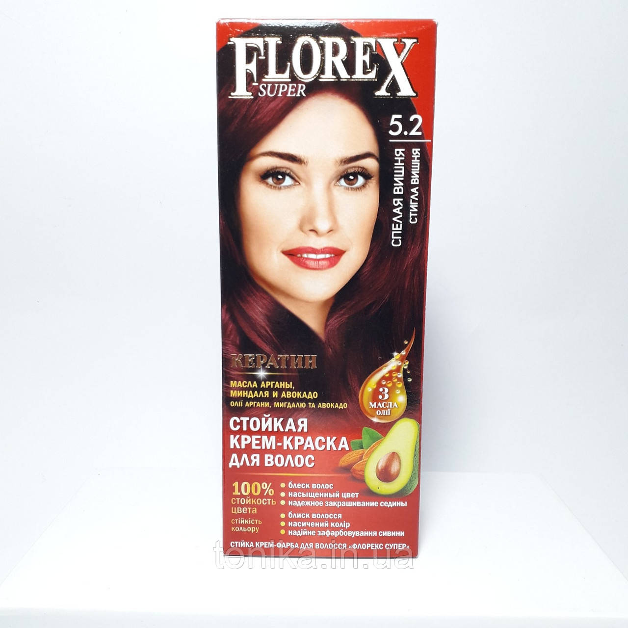 СТІЙКА КРЕМ-ФАРБА FLOREX SUPER 5.2 Прасування вишня / Флорекс стійка фарба для волосся