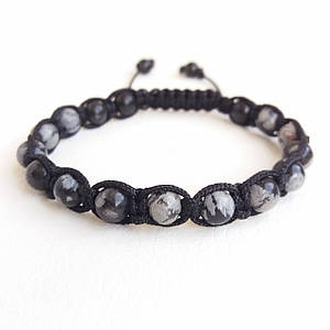 Браслет шамбала зі Сніжного обсидіана d 6мм