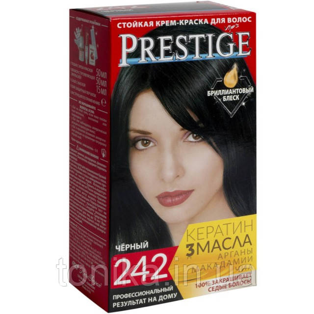 No 242 ЧОРНИЙ Стійка крем-фарба для волосся PRESTIGE Престиж, фото 1