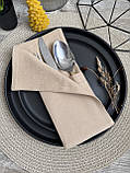 Куверт, чохол для столових приборів, три відділення, бежевого кольору, льон, фото 5