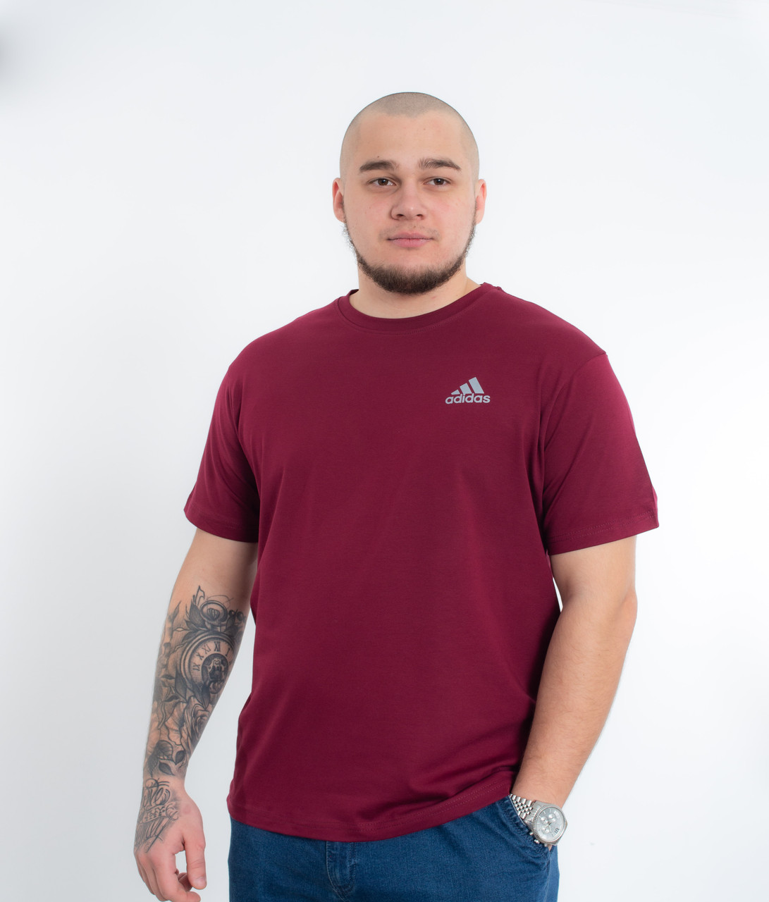 Футболка Батал оптом FB-0324 Adidas бордо