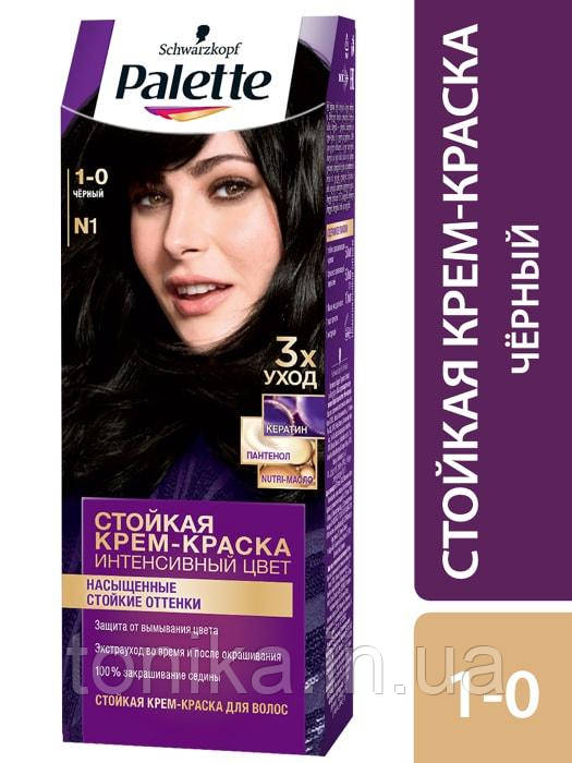 Крем-фарба для волосся N1 1-0 ЧОРНИЙ Palette Intensive Color Creme, фото 1