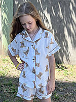 Піжама муслінова Дитяча в ведмедики Піжама для дівчинки