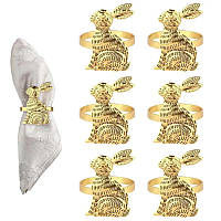 Кільця для сервірування Великодній Кролик 6 шт золото PK002